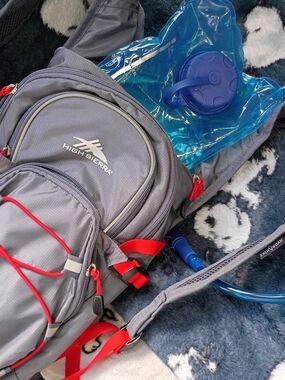 High Sierra Men’s Gray Hydration Backpack with Blue Reservoir